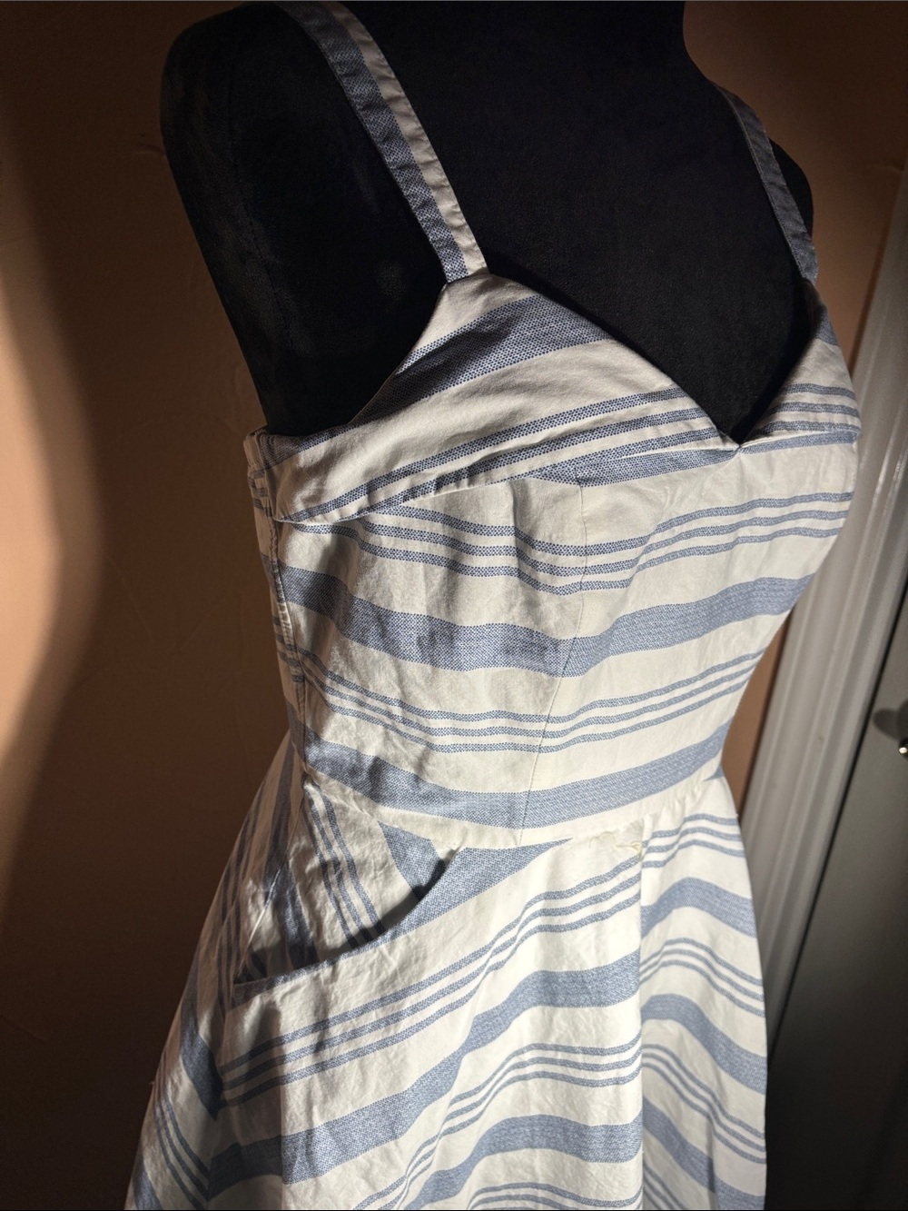 Trixxi White and Light Blue Striped Mini Dress - Picture 3 of 7